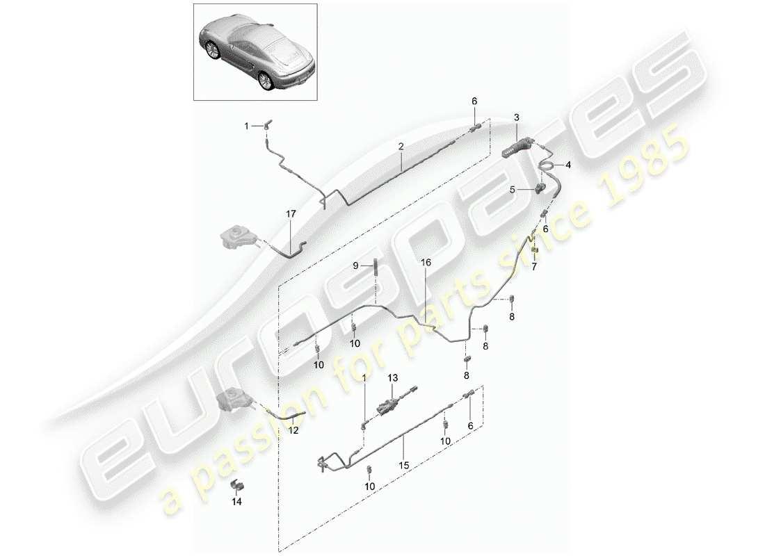 porsche 2014 (981 cayman) kupplungsbetätigung teilediagramm