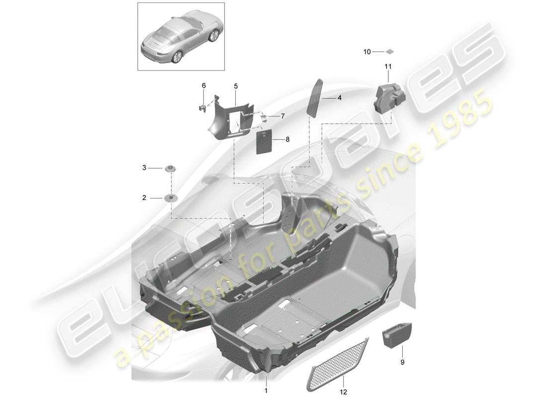 porsche 2015 (991-1) bodenabdeckung ersatzteildiagramm