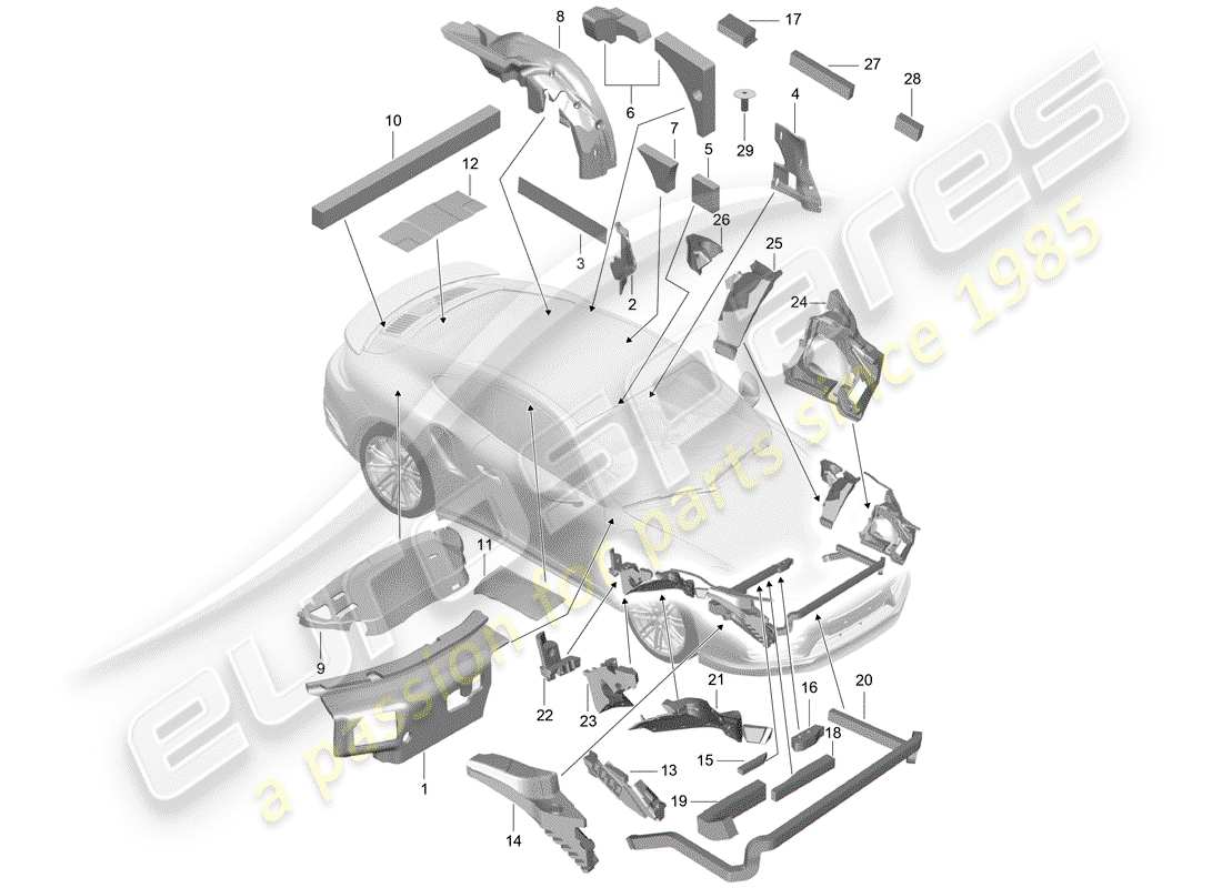 porsche 2020 (991-2 turbo) karosserie teilediagramm