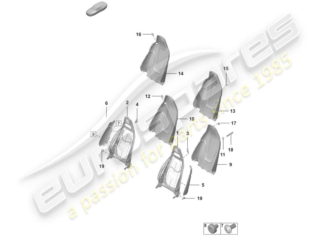 porsche 2019 (992-1) rahmen - rückenlehne ersatzteildiagramm