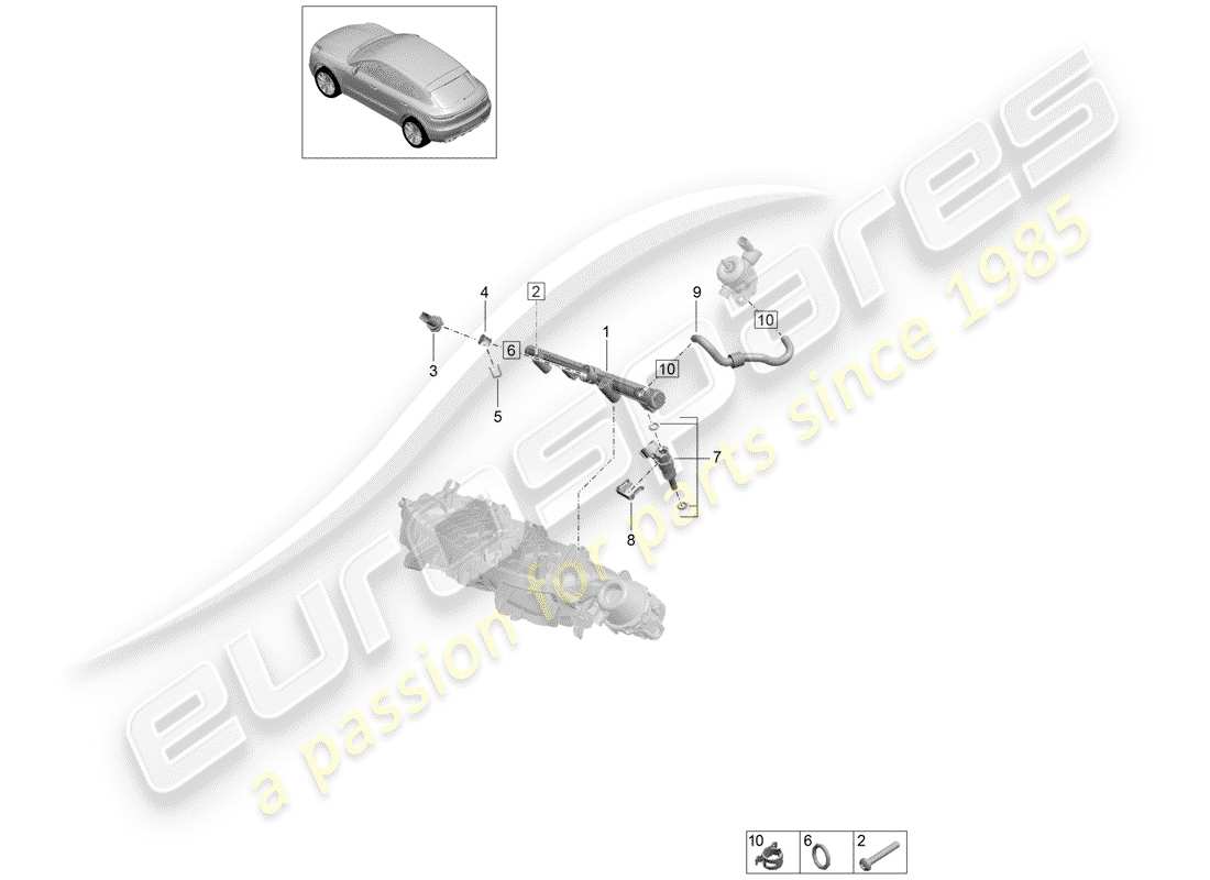 porsche 2019 (macan) kraftstoffsammelrohr ersatzteildiagramm