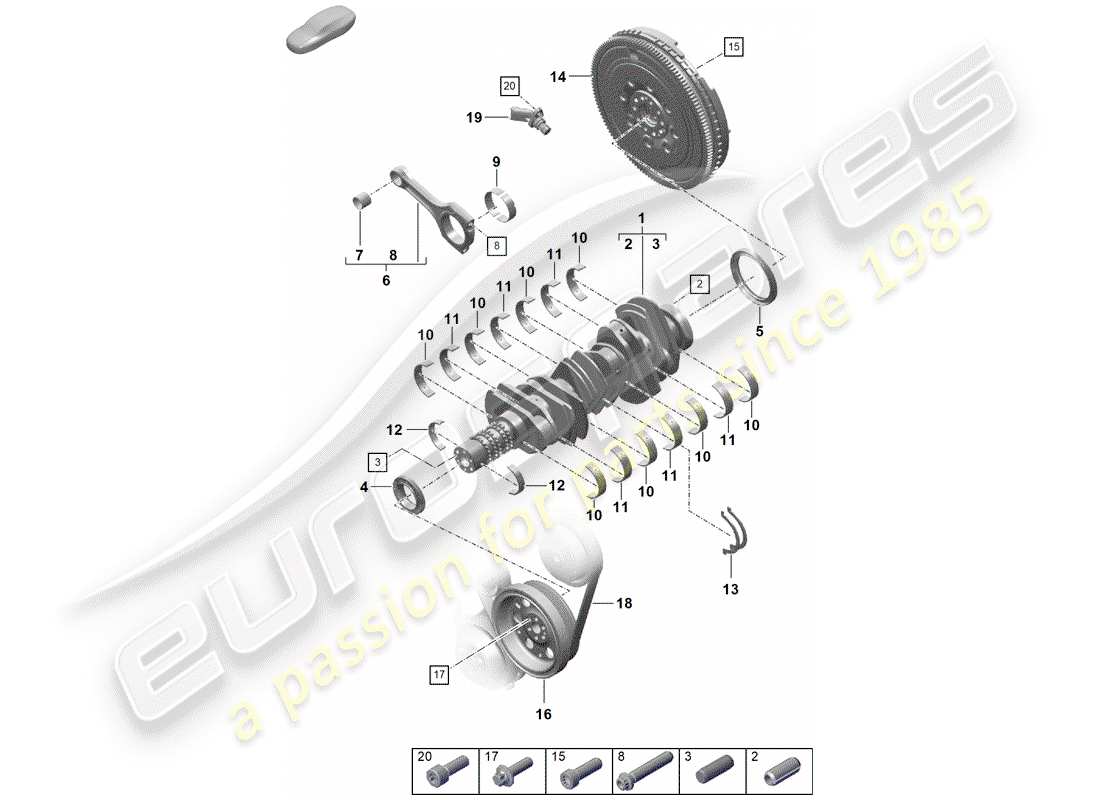 porsche 2019 (718 boxster spyder) kurbelwelle teilediagramm