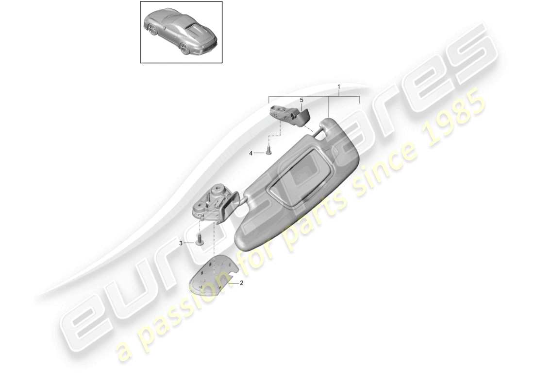 porsche 2020 (991-2 r/gt3/rs) sonnenblenden teilediagramm