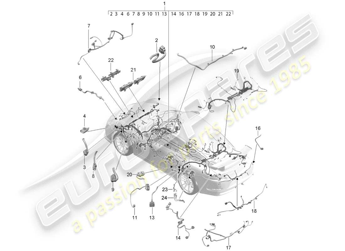 porsche 2016 (991-1 r/gt3/rs) kabelbäume ersatzteildiagramm