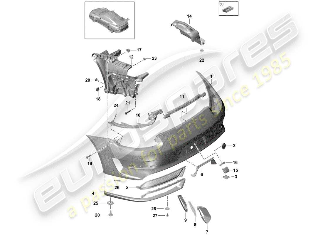 porsche 2015 (991-1 r/gt3/rs) stossstange teilediagramm
