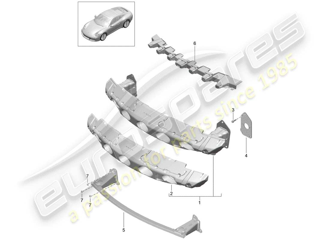 porsche 2020 (991-2) stoßstangenhalterung - ersatzteildiagramm