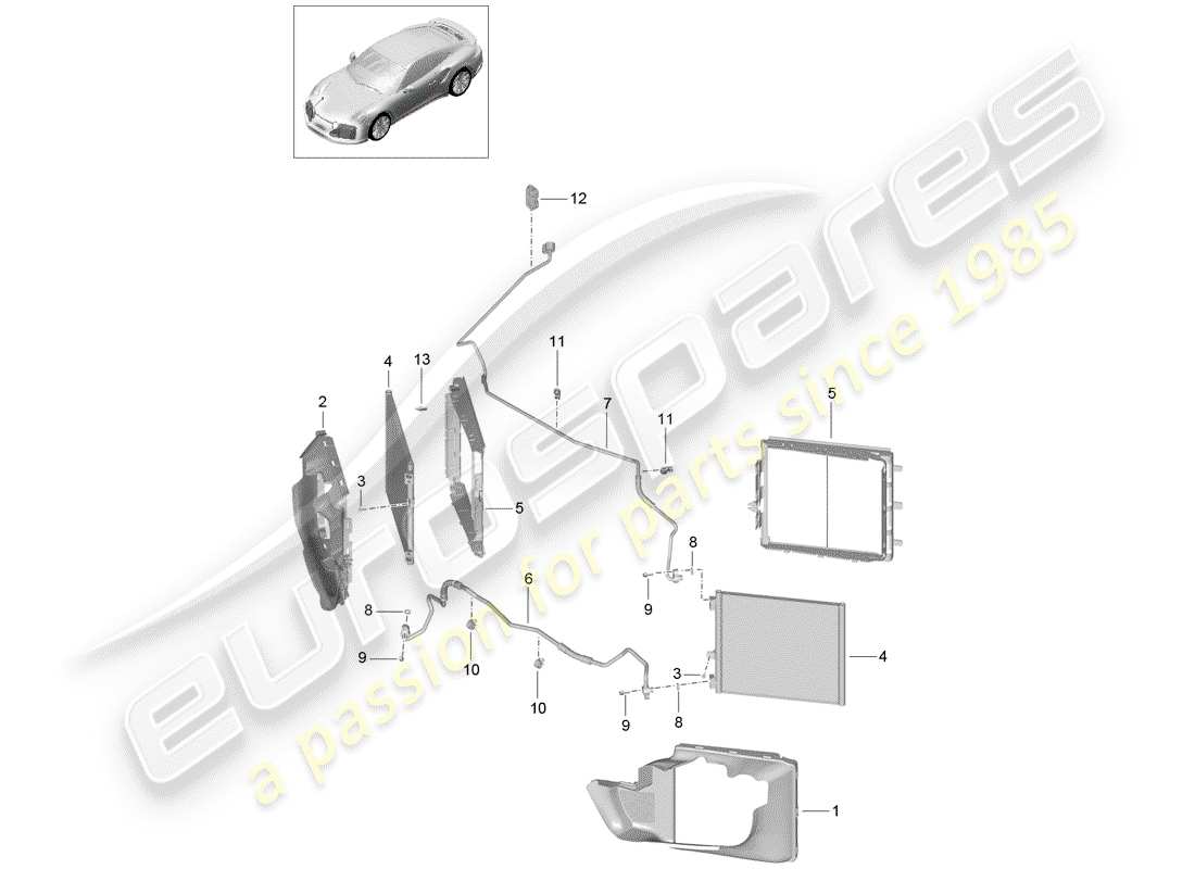 porsche 2020 (991-2 turbo) kältemittelkreislauf teilediagramm