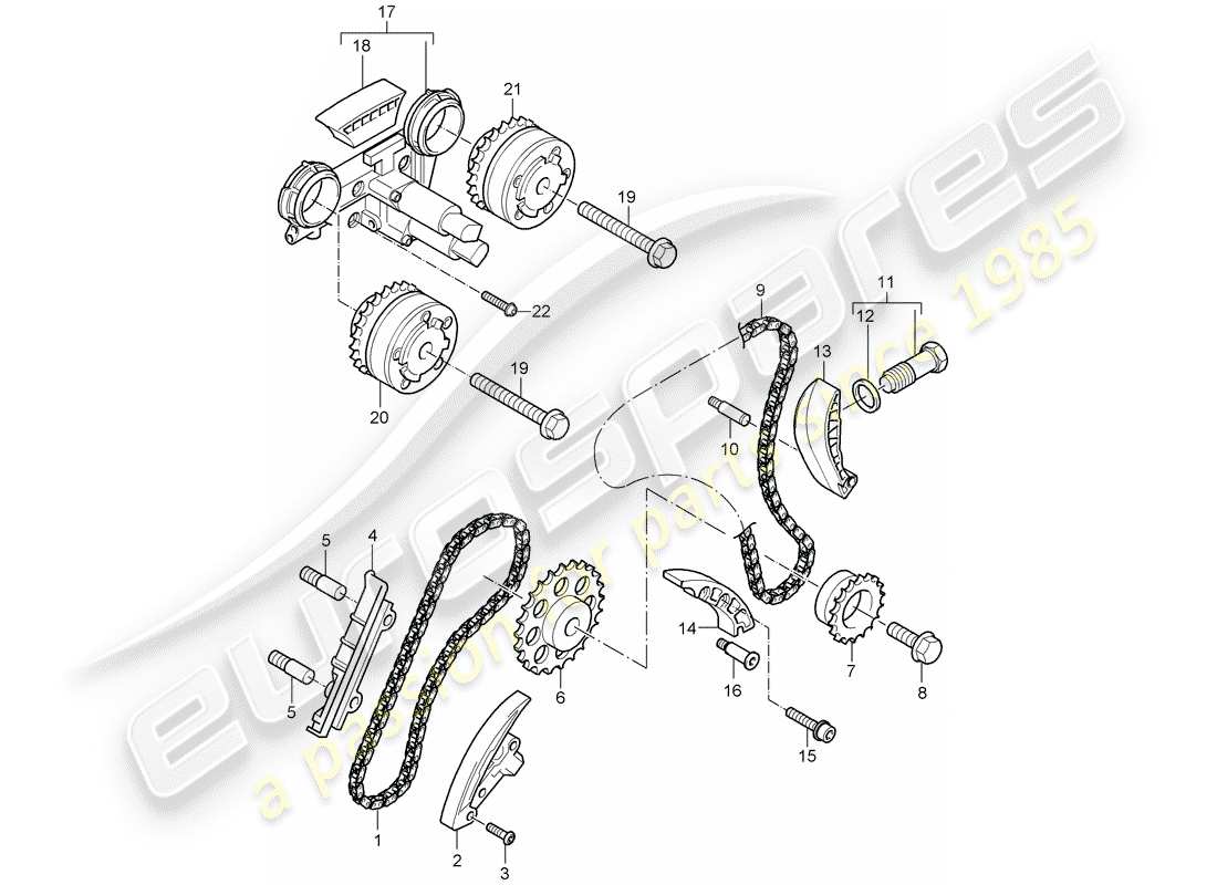 porsche 2003 (cayenne e1 9pa) steuerkette ersatzteildiagramm