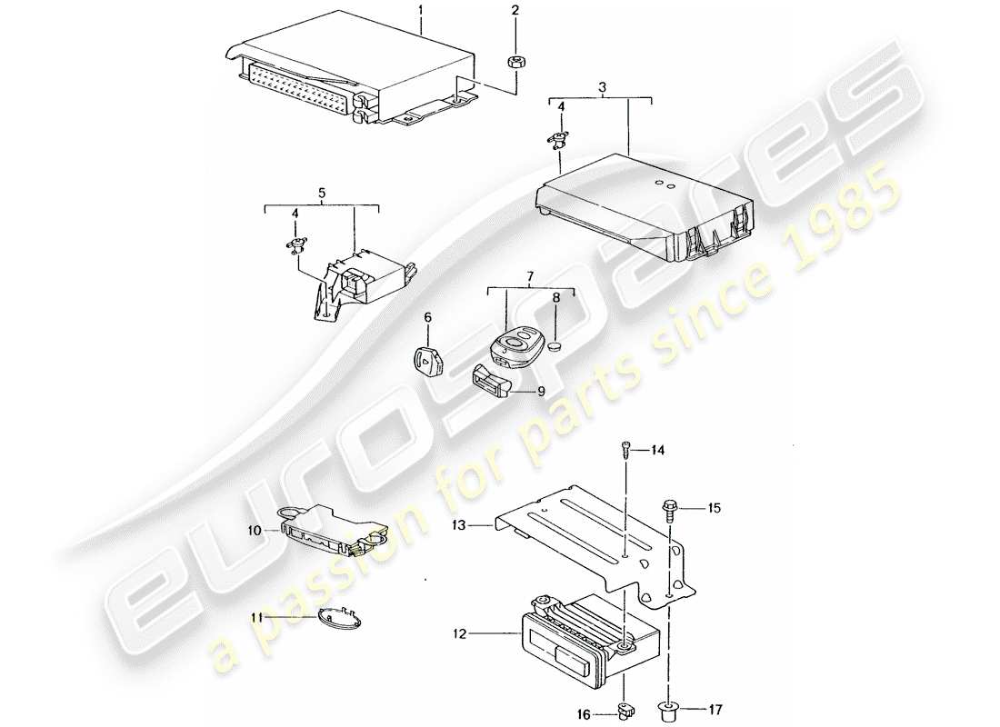 porsche 2004 (986 boxster) steuergeräte ersatzteildiagramm