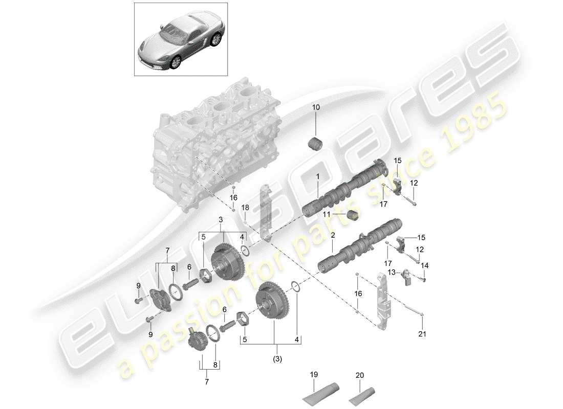 porsche 2017 (718 boxster) nockenwelle teilediagramm