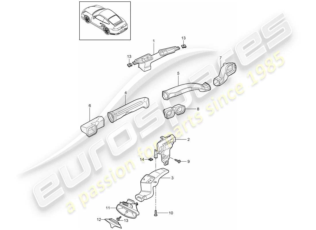porsche 2012 (997-2 turbo / gt2 rs) luftverteiler ersatzteildiagramm