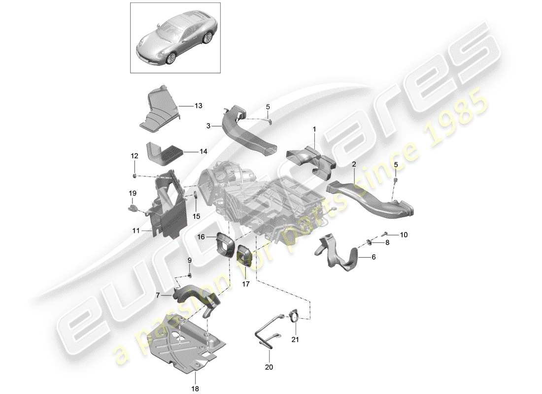 porsche 2019 (991-2) luftkanal teilediagramm