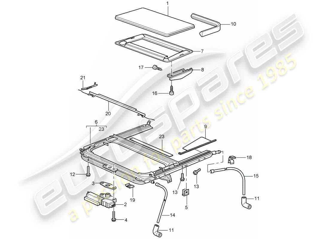 porsche 2007 (997-1) schiebedach teilediagramm
