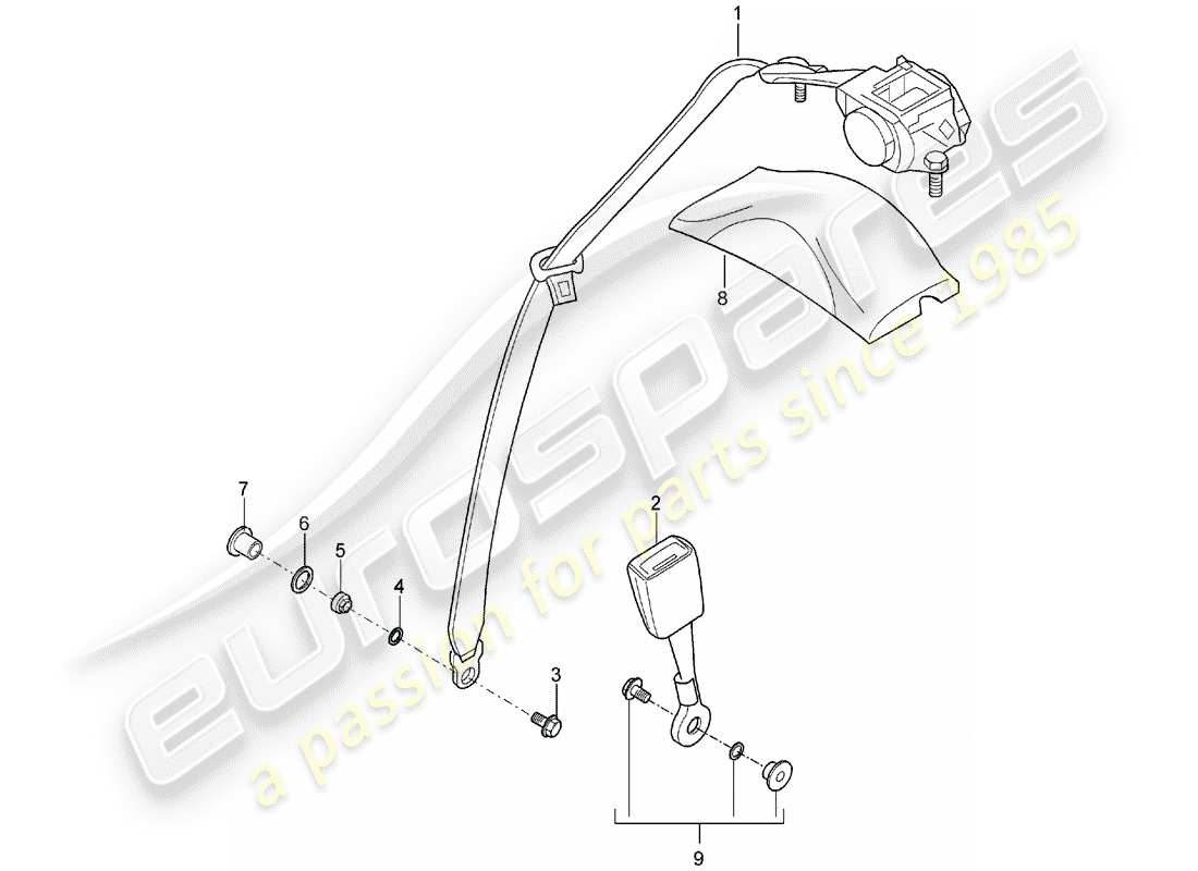 porsche 2004 (carrera gt) sicherheitsgurt - 3-point automat. sicherheitsgurt ersatzteildiagramm