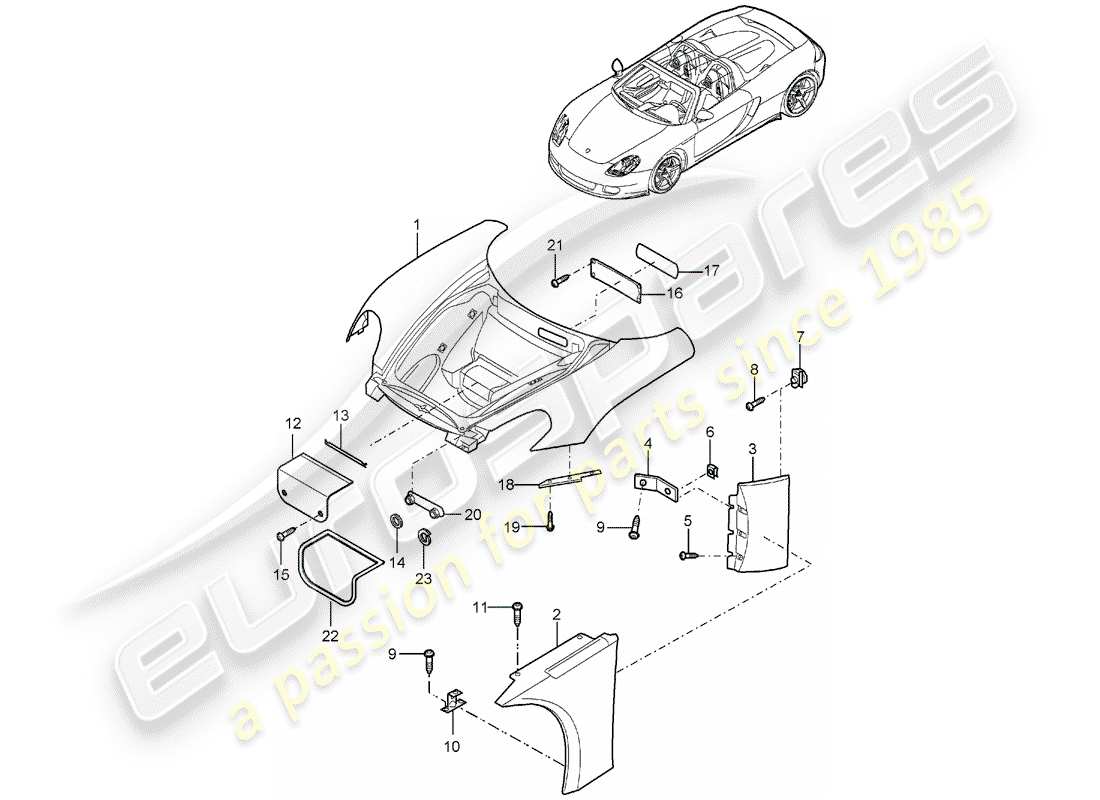 porsche 2004 (carrera gt) front end teilediagramm