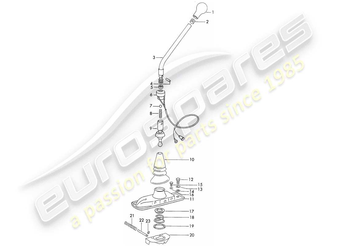 porsche 1970 (911) schalthebel - sportomatic ersatzteildiagramm