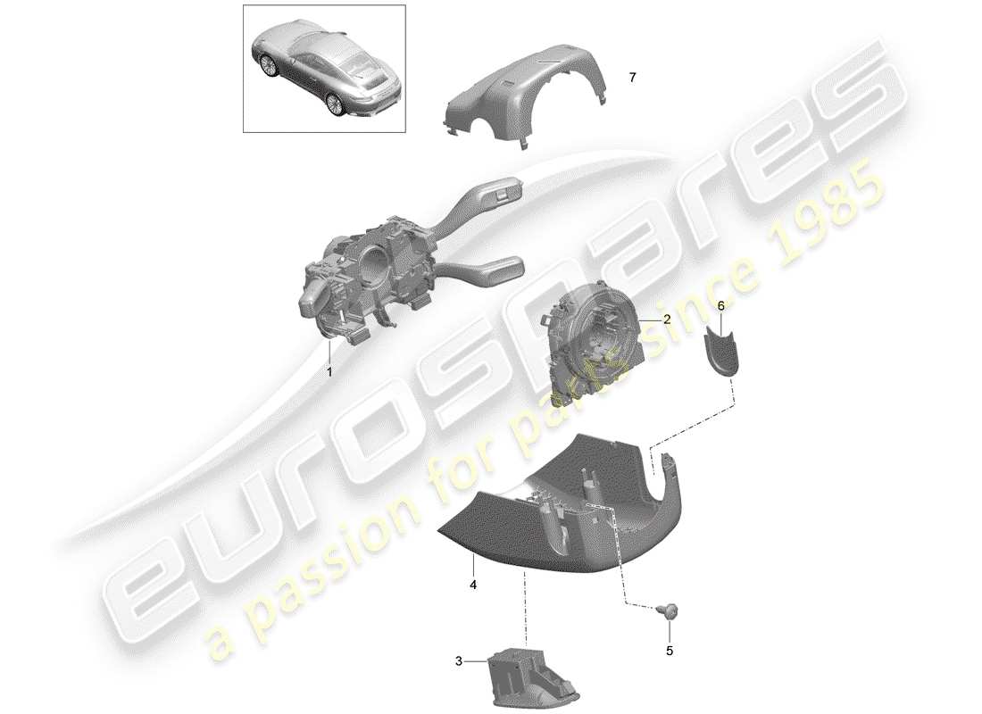 porsche 2019 (991-2) lenkstockschalter ersatzteildiagramm
