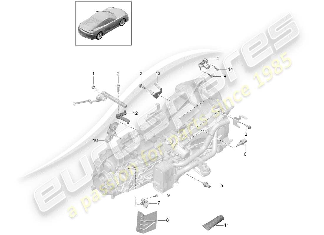porsche 2016 (981 cayman gt4) schaltgetriebe ersatzteildiagramm