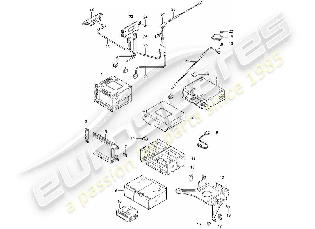 porsche 2007 (997-1) funkgerät teilediagramm