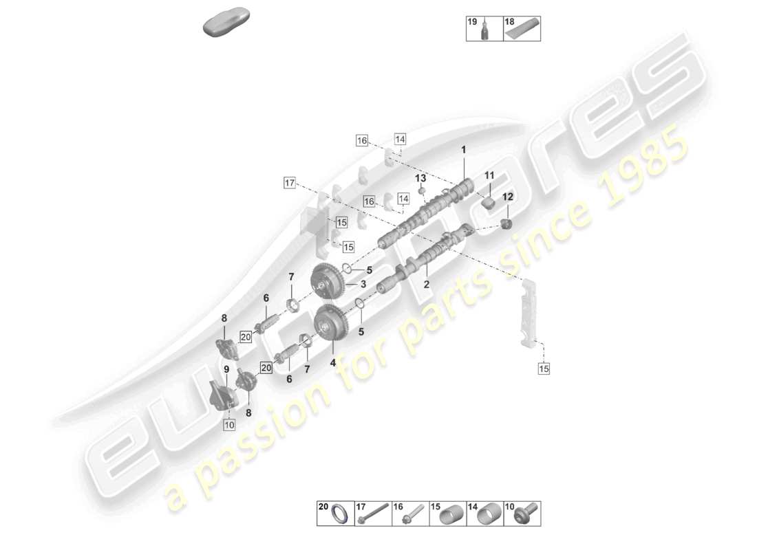 porsche 2020 (992-1) nockenwelle nockenwellenversteller teilediagramm