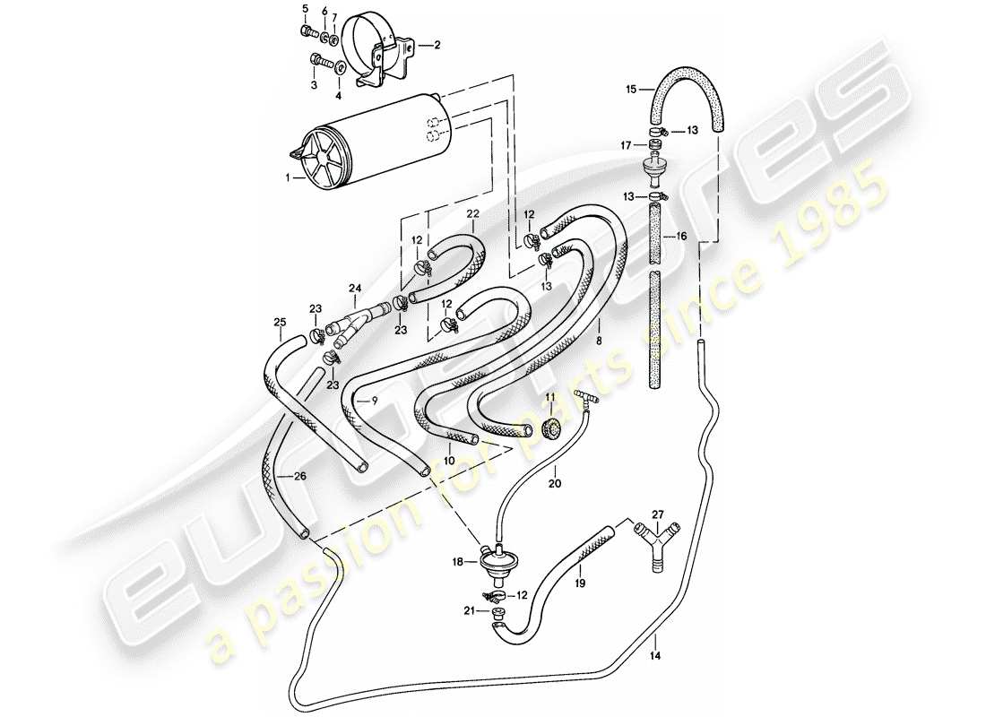 porsche 1981 (928) tankbelüftung ersatzteildiagramm