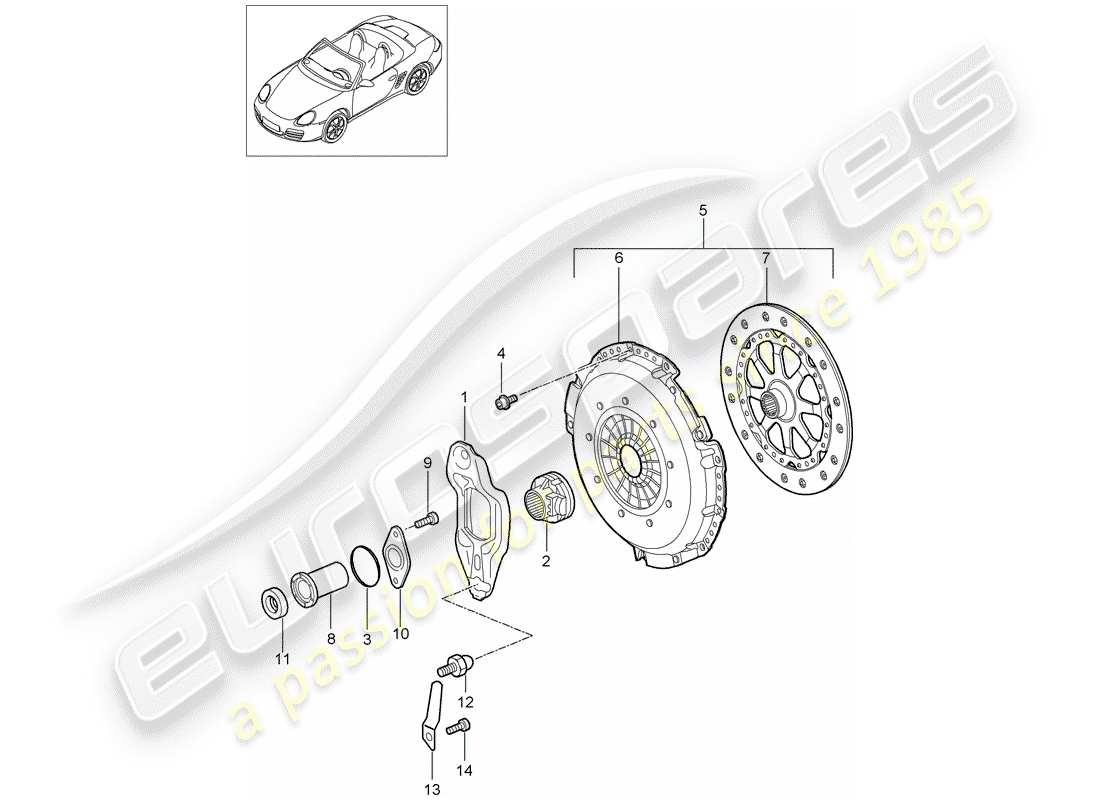 porsche 2006 (987 boxster) kupplung teilediagramm