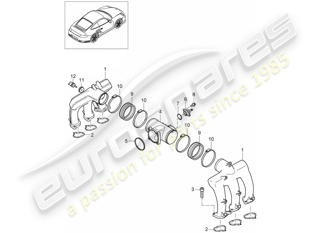 porsche 2013 (997-2 turbo / gt2 rs) ansaugluftverteiler teilediagramm
