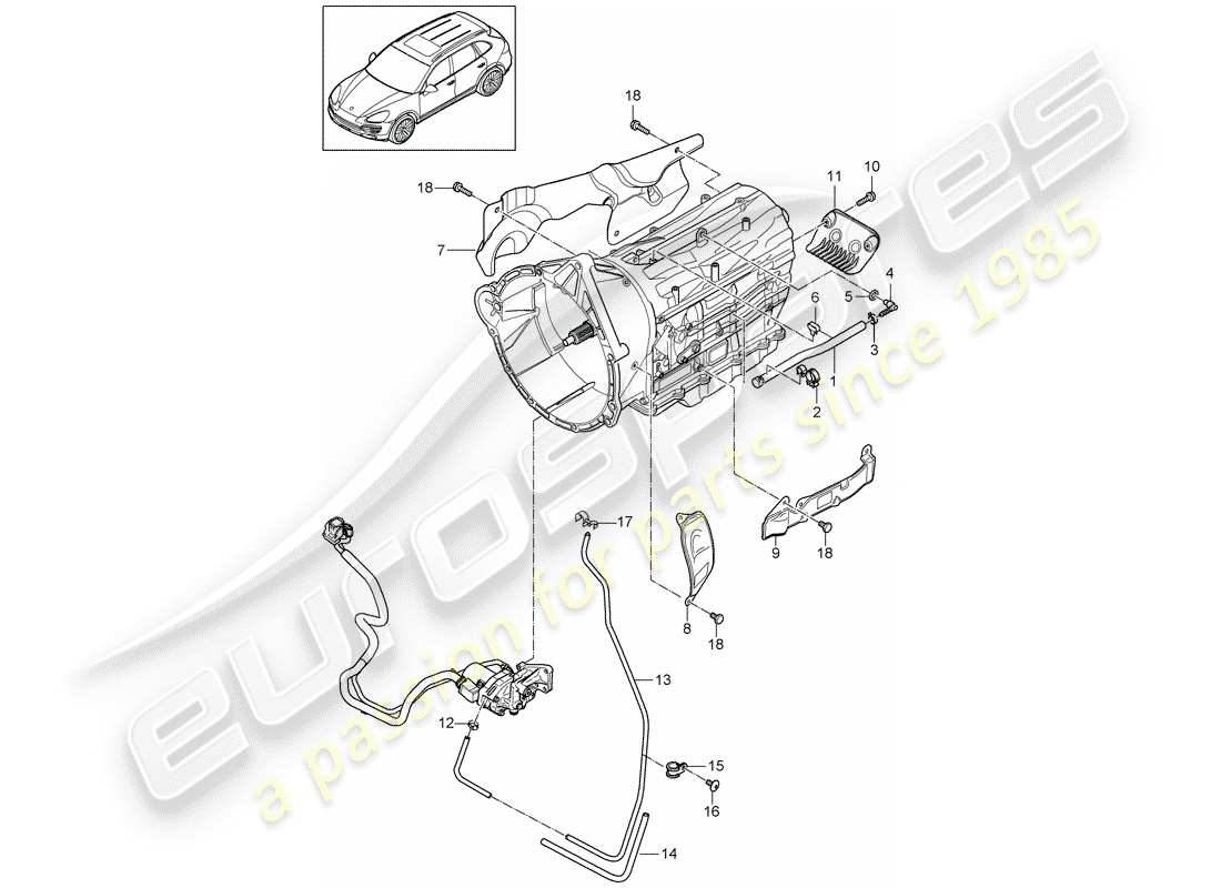 porsche 2012 (cayenne e2 92a) 8-speed automatikgetriebe teilediagramm