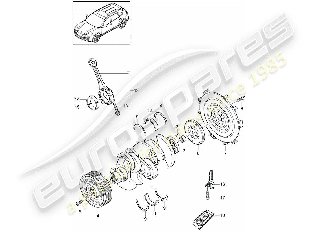 porsche 2012 (cayenne e2 92a) kurbelwelle teilediagramm