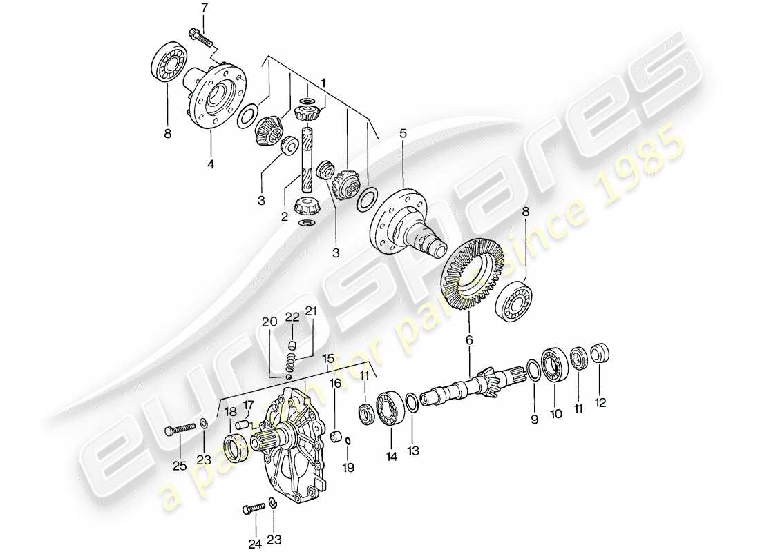 porsche 1976 (924) differential - automatikgetriebe ersatzteildiagramm