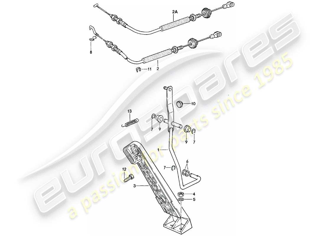 porsche 1980 (924) drosselklappensteuerung - beschleunigungszug - für - schaltgetriebe ersatzteildiagramm