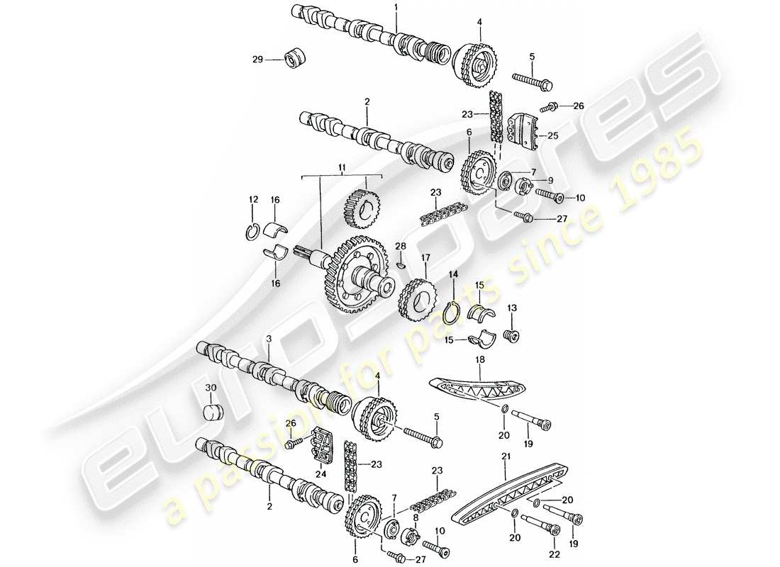 porsche 2003 (996 turbo / gt2) ventilsteuerung teilediagramm