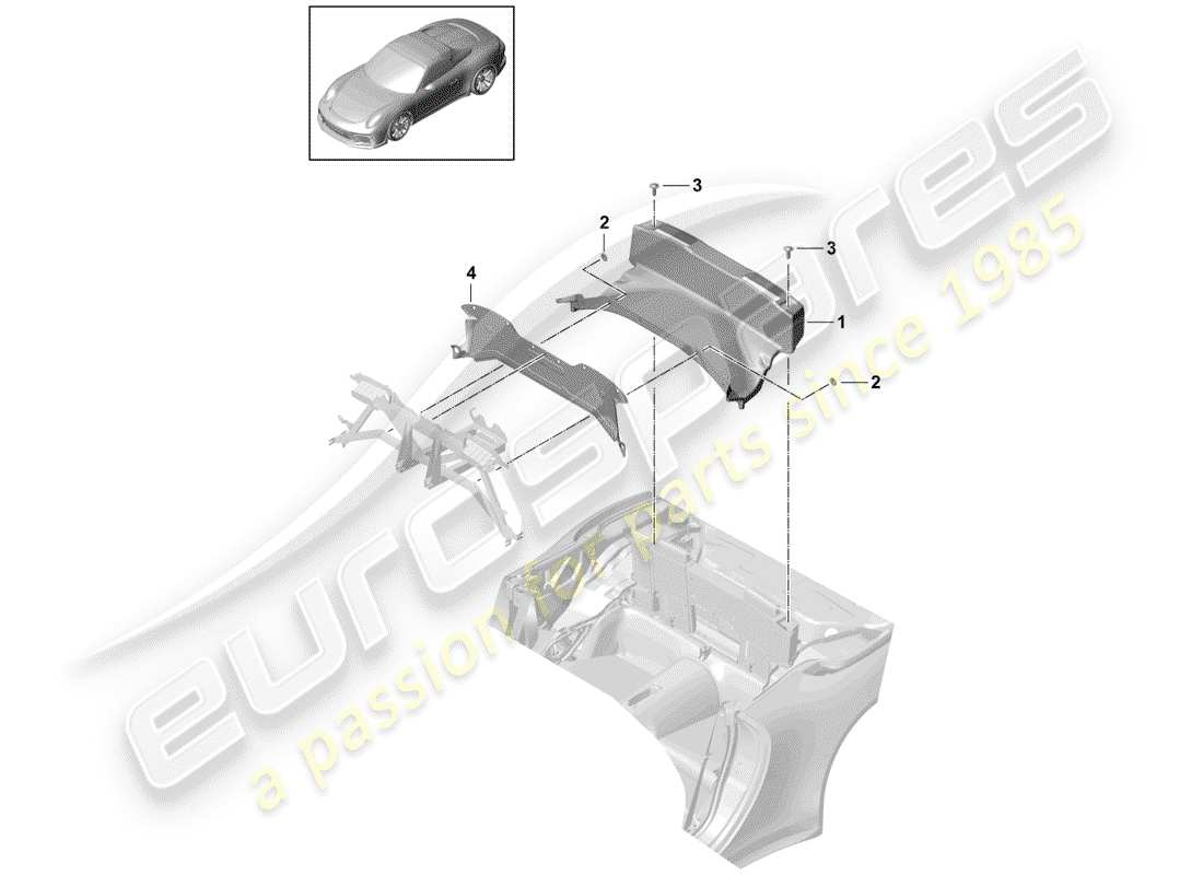 porsche 2019 (991-2 r/gt3/rs) tray-teilediagramm