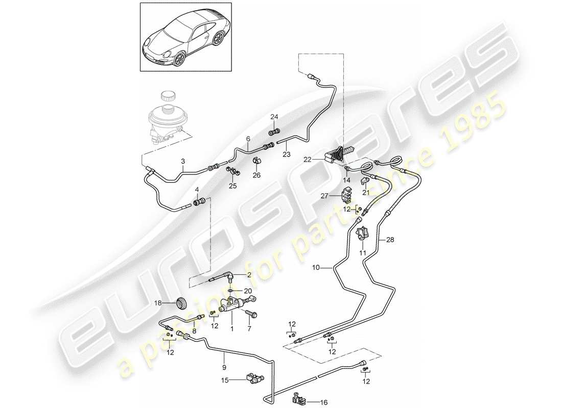 porsche 2011 (997-2) hydraulische kupplung ersatzteildiagramm