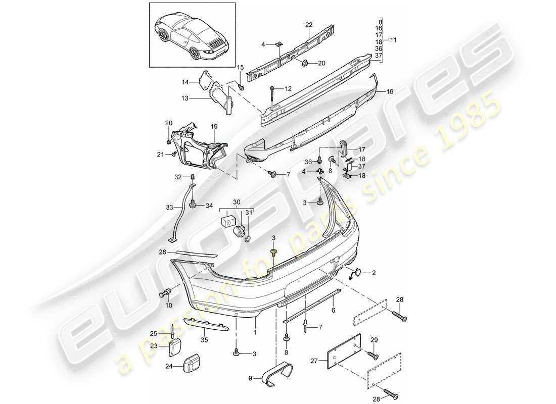 porsche 2011 (997-2) stoßstange ersatzteildiagramm