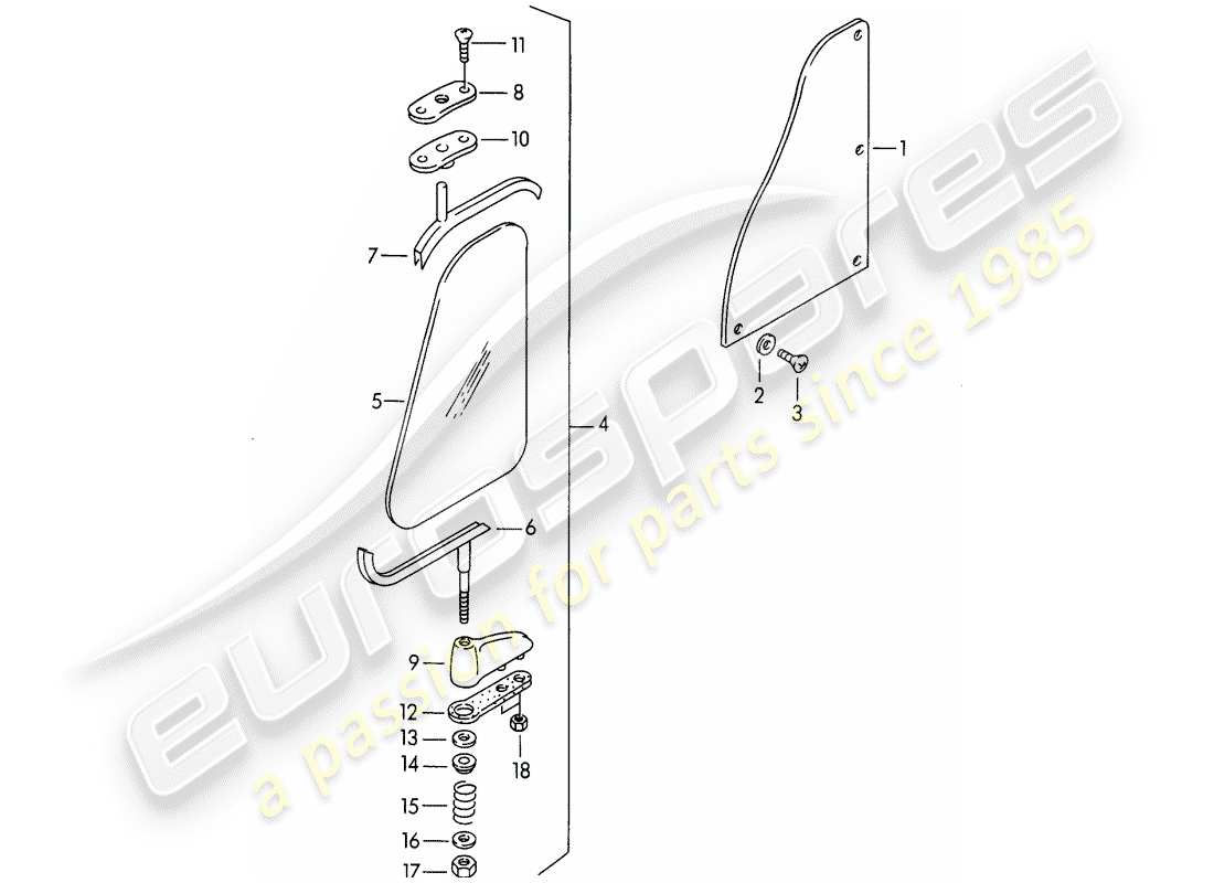 porsche 1954 (356/356a) scheibe - sondermodell ersatzteildiagramm