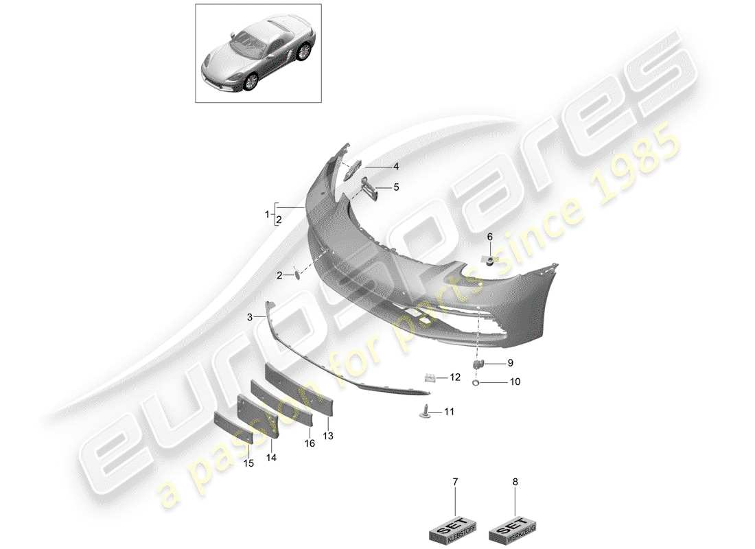 porsche 2020 (718 boxster) stoßstange ersatzteildiagramm