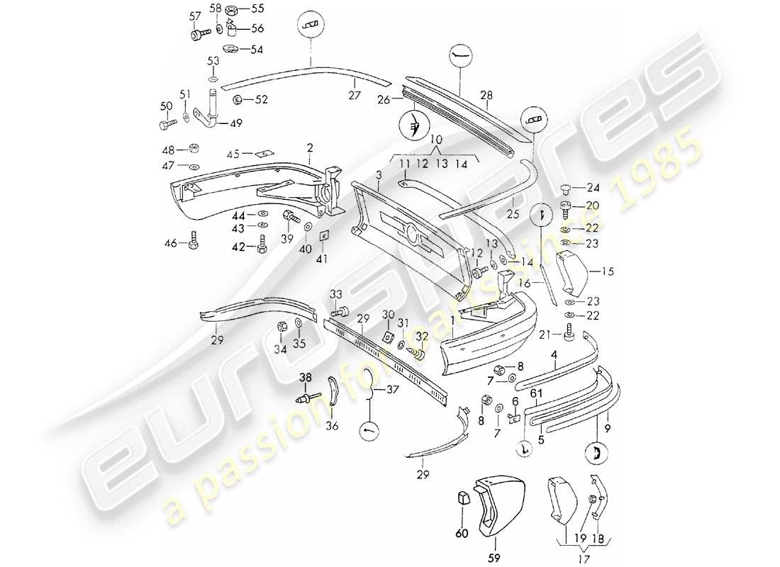 porsche 1973 (911) stoßstange ersatzteildiagramm