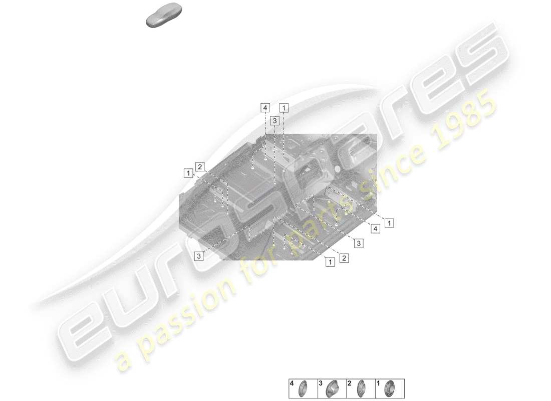 porsche 2020 (992-1) stopfen für karosserie ersatzteildiagramm