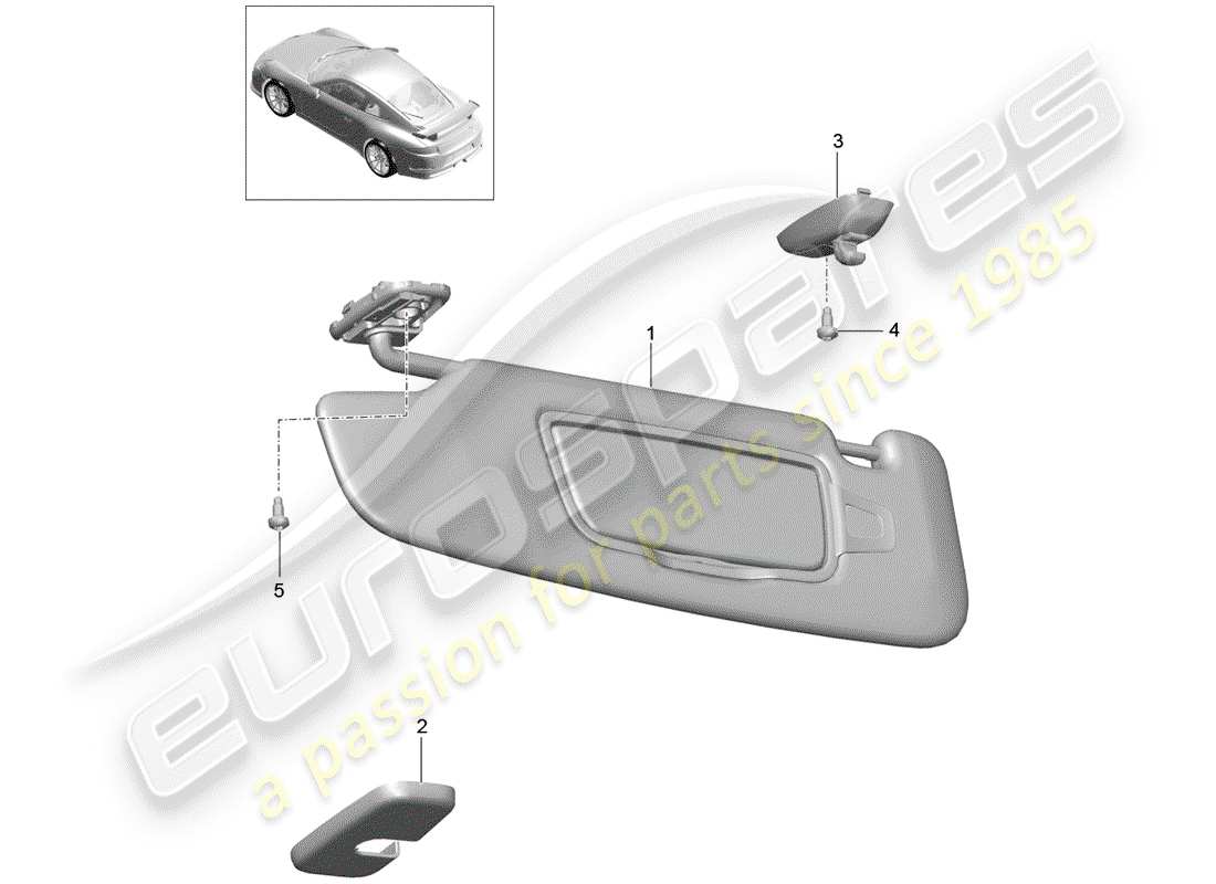 porsche 2016 (991-1 r/gt3/rs) sonnenblenden ersatzteildiagramm