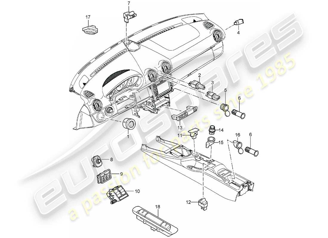 porsche 2006 (987 boxster) switch-ersatzteildiagramm
