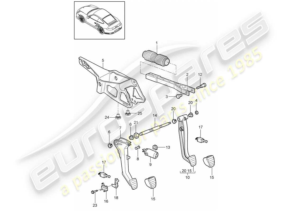 porsche 2013 (997-2 turbo / gt2 rs) pedale teilediagramm