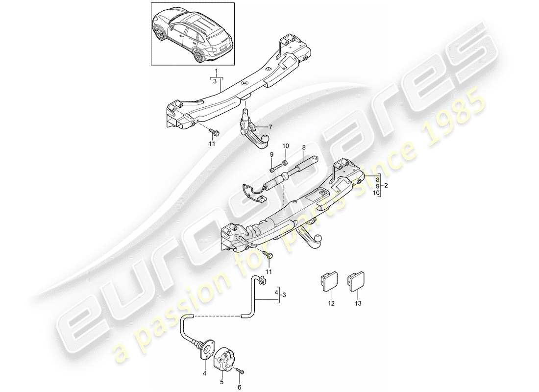 porsche 2014 (cayenne e2 92a) anhängerkupplung - ersatzteildiagramm