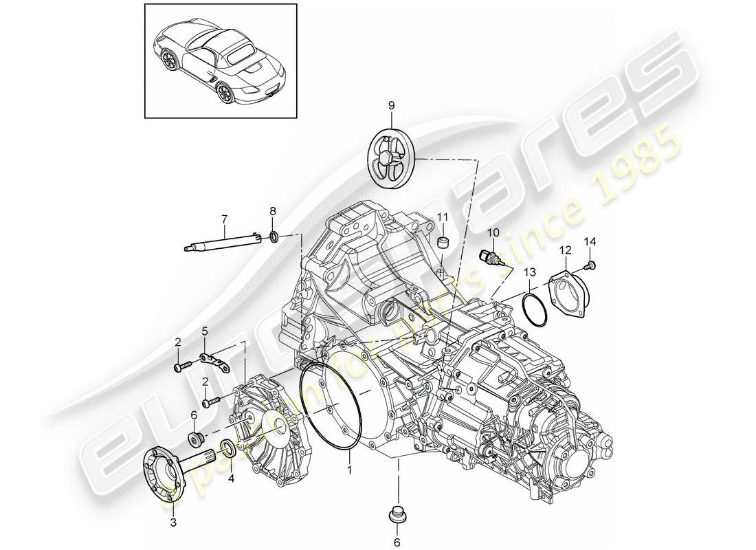 porsche 2011 (987 boxster) ersatzteildiagramm für das getriebe