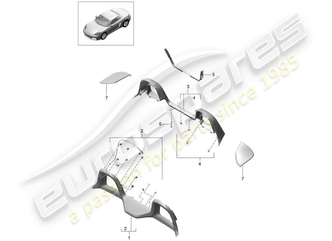 porsche 2017 (718 boxster) trims-teilediagramm