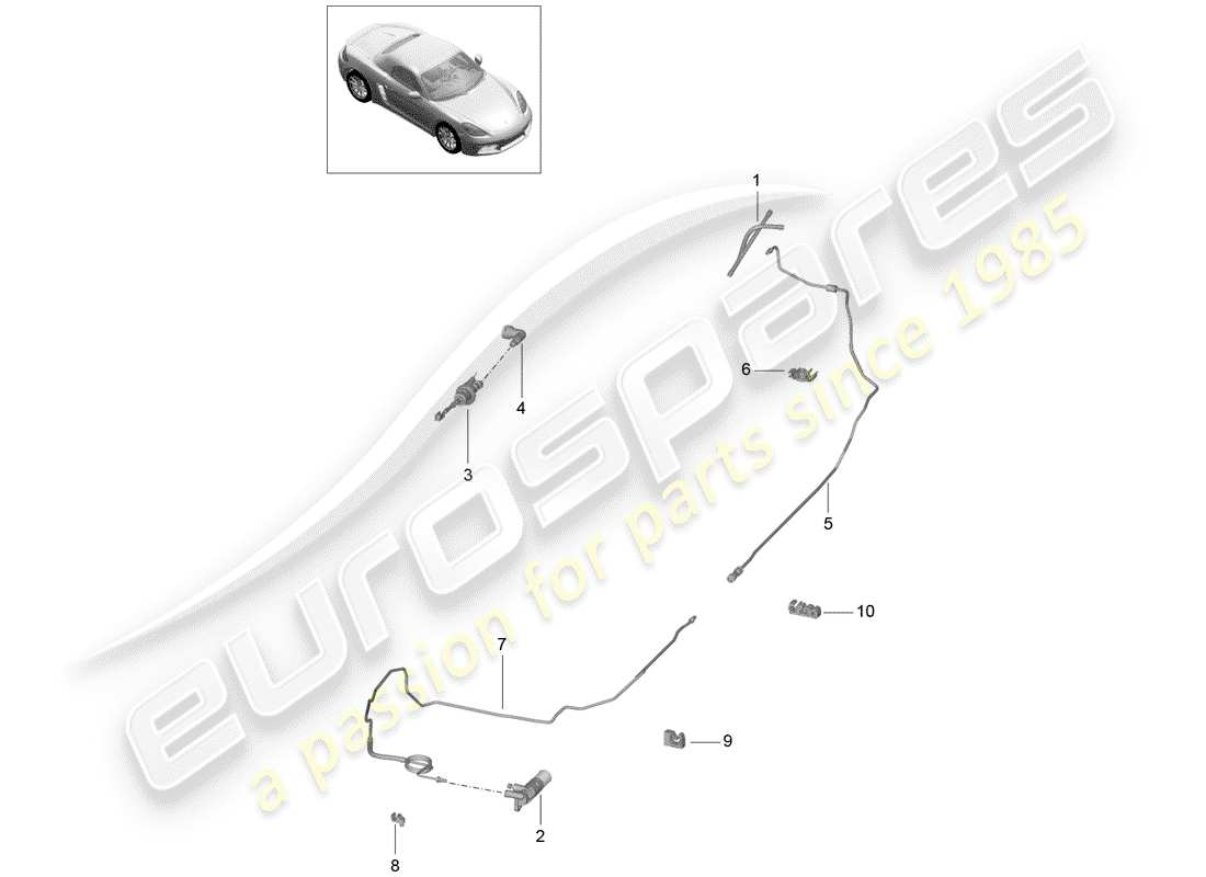 porsche 2018 (718 boxster) hydraulische kupplung ersatzteildiagramm