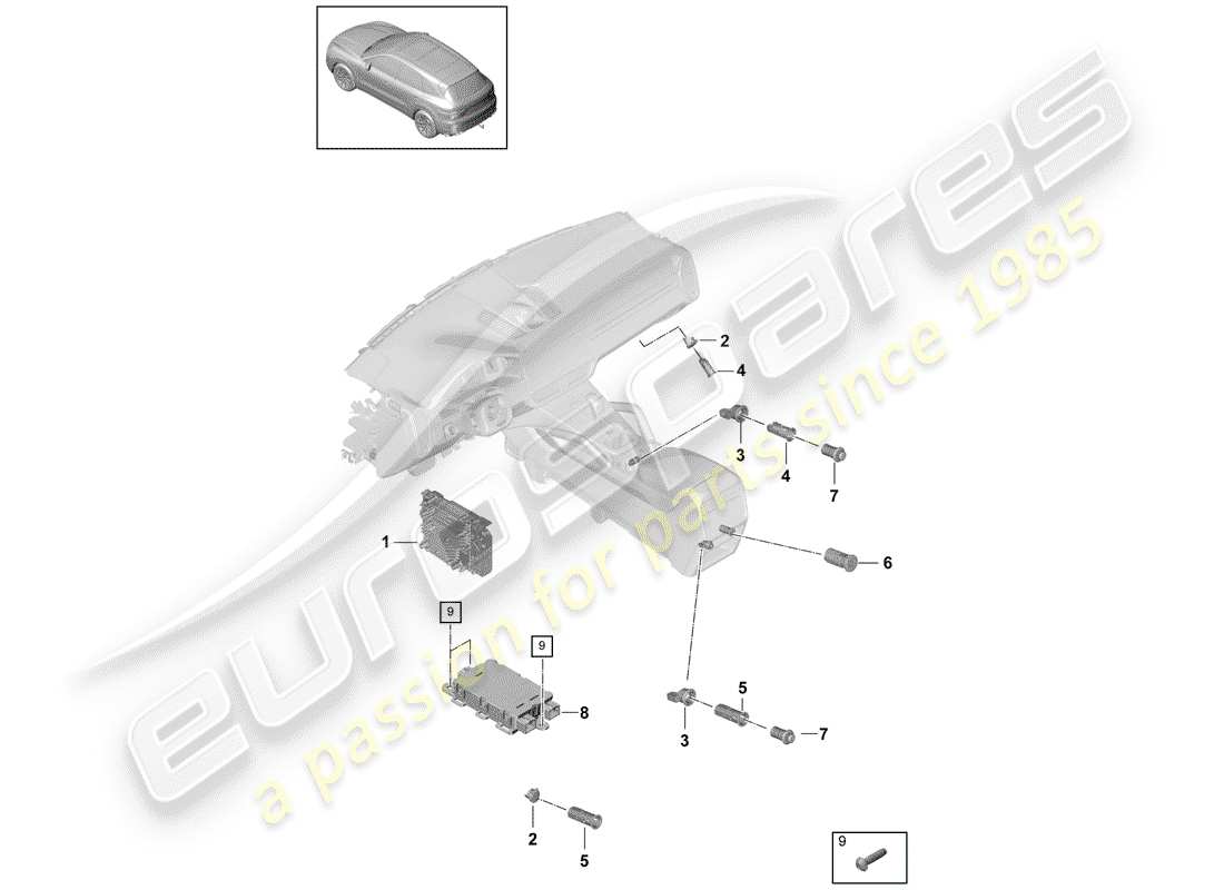 porsche 2020 (cayenne e3 9ya/9yb) spannungstransformator teilediagramm