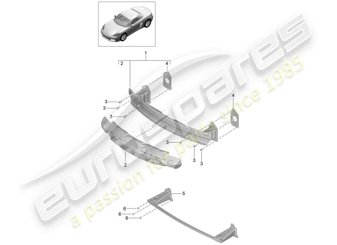 porsche 2018 (718 boxster) stoßstangenhalterung - ersatzteildiagramm