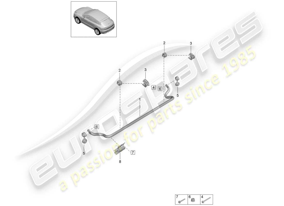 porsche 2020 (macan) stabilisator - ersatzteildiagramm