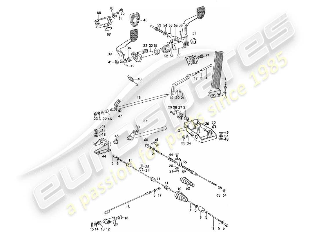 porsche 1974 (911) pedale teilediagramm
